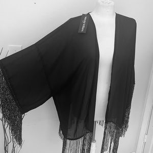 NWT Wendy Williams black kimono